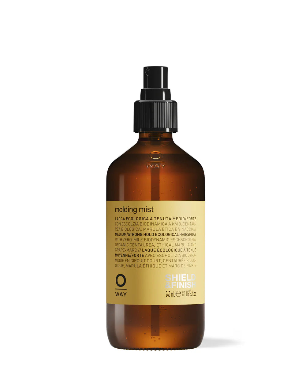 Brown Oway Molding mist spray bottle with a label on a white background